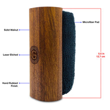 Load image into Gallery viewer, GrooveWasher Record Cleaning Kit Walnut handle w/ replaceable pad, 4oz. G2 Fluid
