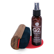 Load image into Gallery viewer, GrooveWasher Record Cleaning Kit Walnut handle w/ replaceable pad, 4oz. G2 Fluid