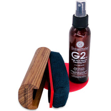 Load image into Gallery viewer, GrooveWasher Record Cleaning Kit Walnut handle w/ replaceable pad, 4oz. G2 Fluid
