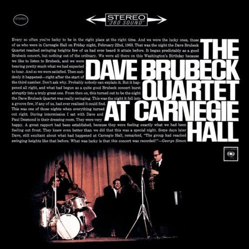 The Dave Brubeck Quartet At Carnegie Hall 180G Vinyl 2LP Speakers Corner